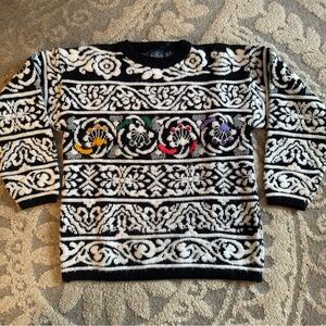 Vintage Black and White Sweater with Gemstones